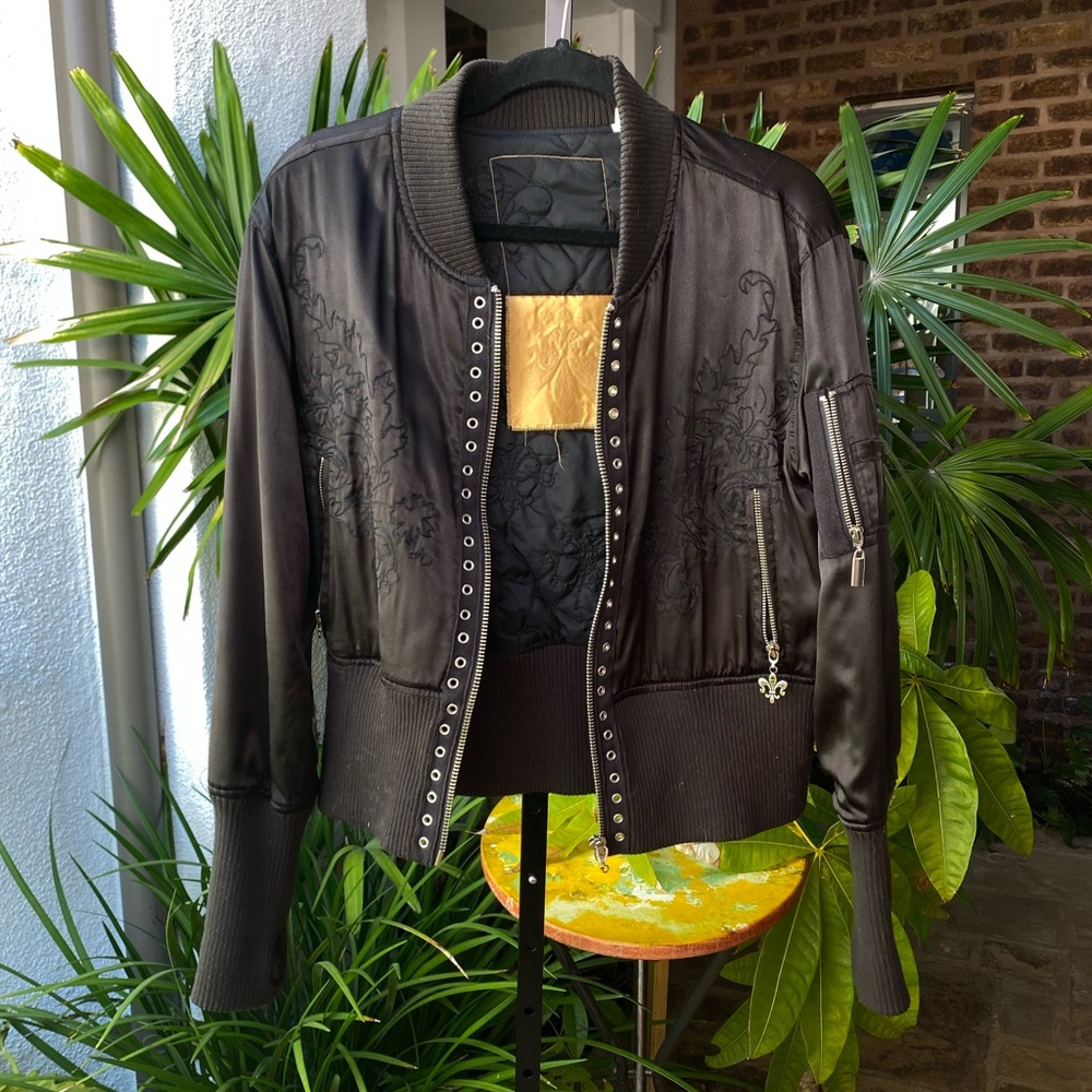 Royal Plush embroidered bomber jacket